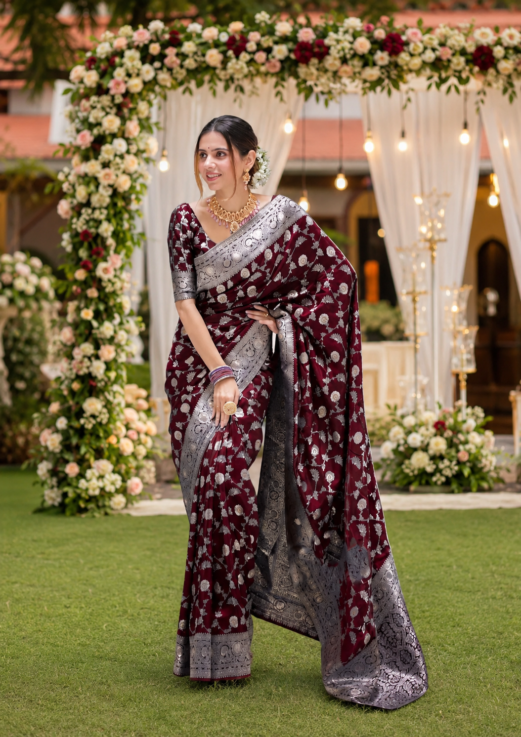 Royal Maroon Kanjivaram Silk Saree
